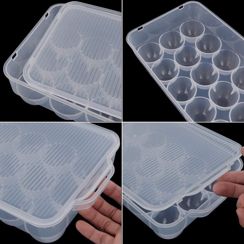 ZONKU INDIA Egg Tray Egg Holder Eggs Slots Storage Box with Lid Clear - Image 3