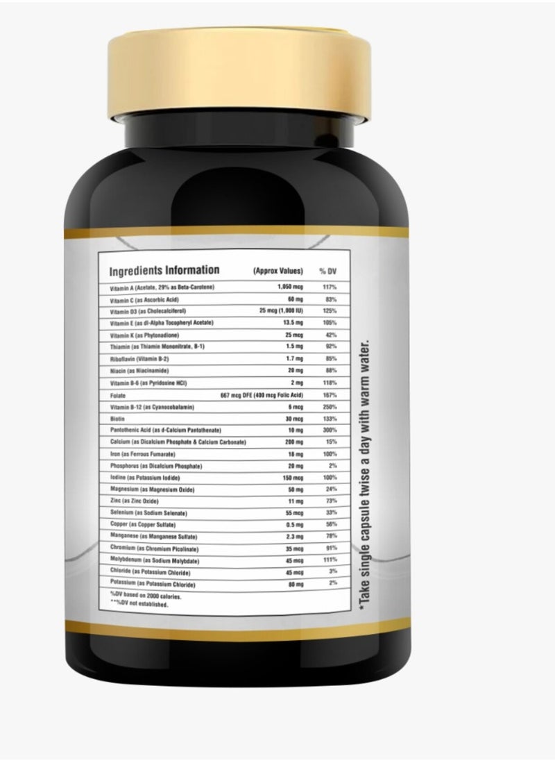 Oliza Natural Multivitamin For Men & Women 180 Caps | Advanced Formula With Essential Vitamins & Minerals For Healthy Bone ,Skin & Muscle | Immune  & Heart Support  - Image 2