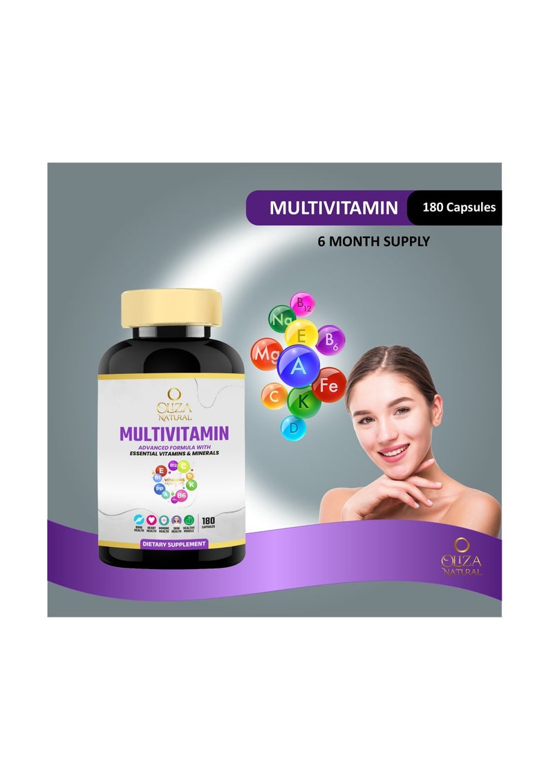 Oliza Natural Multivitamin For Men & Women 180 Caps | Advanced Formula With Essential Vitamins & Minerals For Healthy Bone ,Skin & Muscle | Immune  & Heart Support  - Image 5