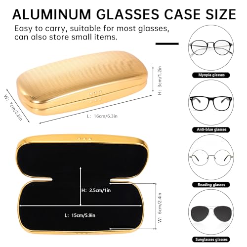 Hifot Metal Eyeglass Case, Glasses Case Hard Shell, Aluminum Spectacles Box Sunglasses Case for Men Women, Reading Glasses Holder - Image 2