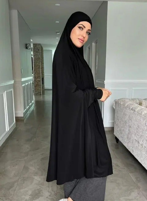 Women Instant Muslim Abayas with Sleeve Hijab Full Cover Khimar Prayer Headscarf Hat Jumpsuit Long Lazy Suit