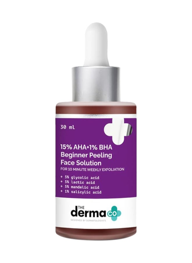 The Derma Co 15% AHA + 1% BHA Beginner Face Peeling Solution for 10-Minute Weekly Exfoliation - 30ml