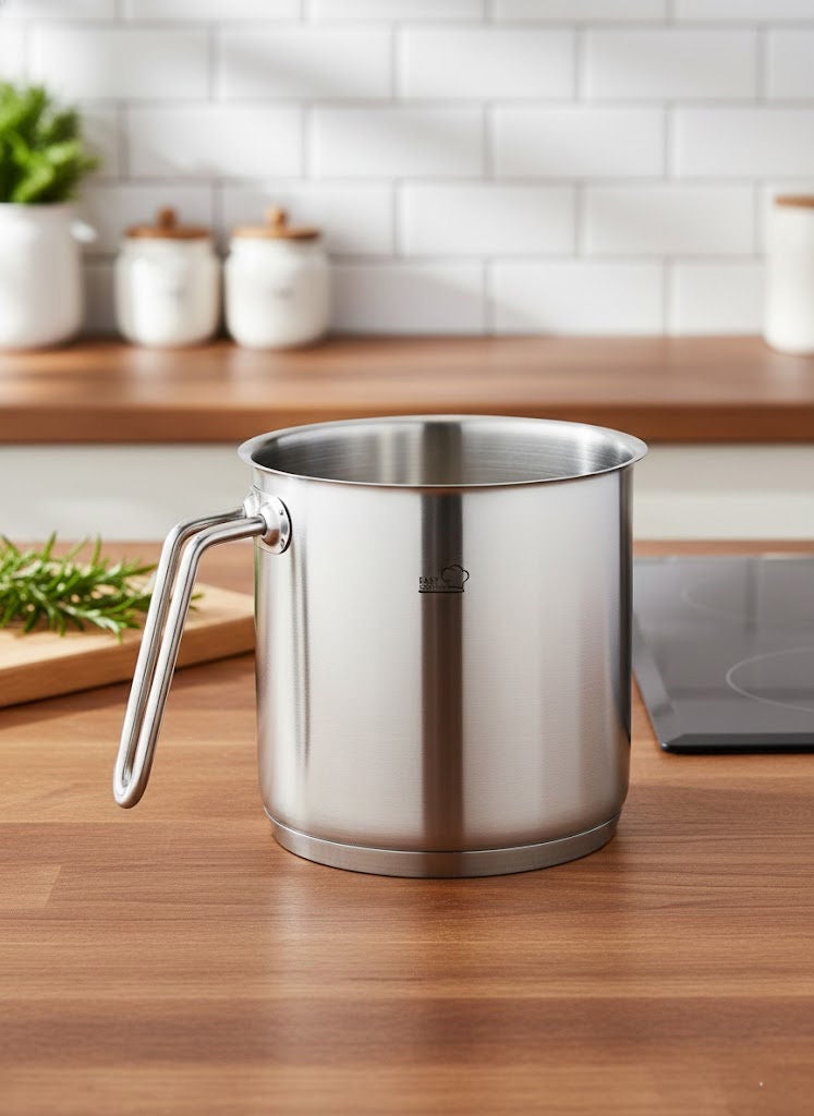 Easy Cooking Stainless Steel Milk Pot 14cm Silver 18/10 (Made in Turkey) - Image 1