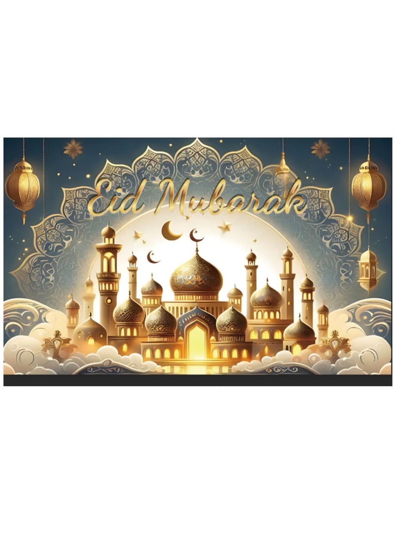 Ramadan Mubarak Backdrop Banner Large Eid Arabian Nights Moon Stars Ramadan Kareem Party Decorations Supplies Photo Booth for Wall Home Indoor Outdoor 70.8 X 43.3 Inch/180x110cm