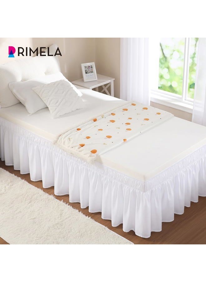 RIMELA White Bed Skirt Twin Size 15 Inch Drop, Elastic Bed Skirting for Bed Base and Frame, Bedding Dust Ruffle Easy to Install, Lightweight Wrap Around Adjustable Bedskirt - Image 3