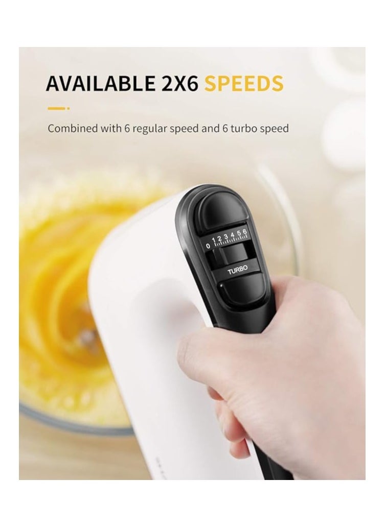 SHARDOR - 400W Electric Hand Mixer with 6 Speeds & Turbo function, Snap-On Storage Case, Easy Eject Button, 5 Stainless Steel Attachments, for kitchen use Baking,mixing,kneading e.t.c - Image 1