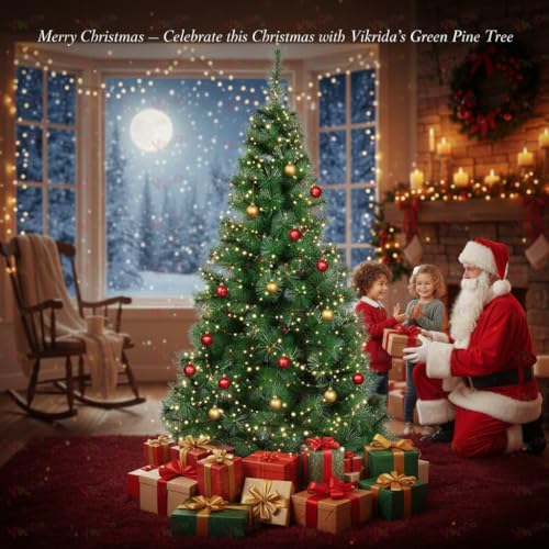 VikriDA 6.5 Feet Artificial Pine Green Christmas Tree with 102Pcs Decorative Ornaments| Xmas Tree with Sturdy Metal Stand - Image 4