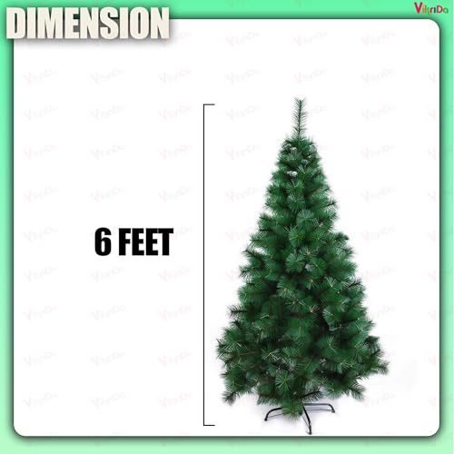 VikriDA 6.5 Feet Artificial Pine Green Christmas Tree with 102Pcs Decorative Ornaments| Xmas Tree with Sturdy Metal Stand - Image 2