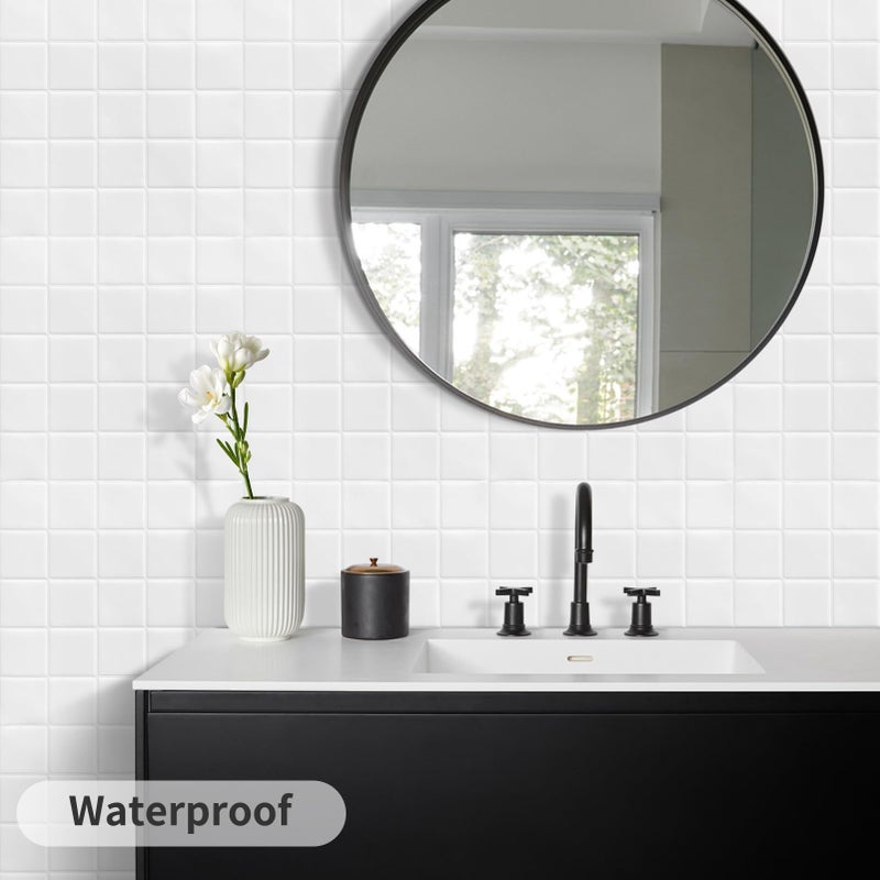 DEWOO Square White Peel and Stick Backsplash Tiles Self Adhesive Subway Checkered for Kitchen Bathroom Wall (10-Sheet,12"Ã—12") - Image 2