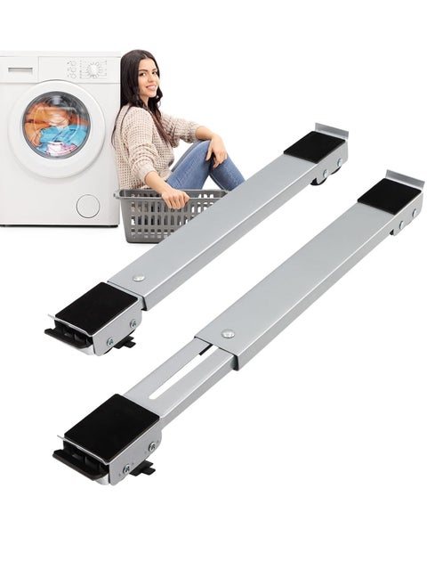 Extendable Furniture Appliance Rollers with 24 Rollers u0026 Brake, Heavy Duty Mover Tool for Washing Machines, Dryers, Refrigerators – Supports Up to 660 lbs, Black