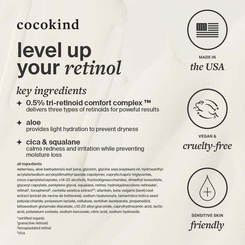 Cocokind Advanced Retinol Gel 0.5%, Improve the Appearance of Fine Lines and Uneven Texture without Irritation, Aloe and Cica to Prevent Dryness, 1 fl oz - Image 5