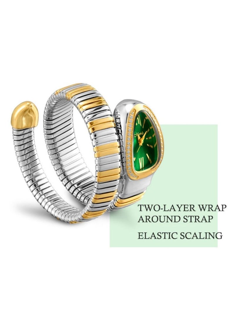 MISS FOX - Luxury Gold Snake Watches Women Fashion Brands MISSFOX Diamond Quartz WristWatch Waterproof AAA Clock Lady Hot Gift - Image 1