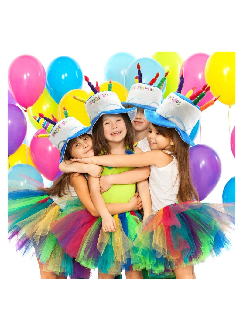 Plush Happy Birthday Cake Hat Unisex Adult Size Fancy Dress Party Hats Perfect as Party Favors Costume Accessories Cake and 5 Multicolor Candles
