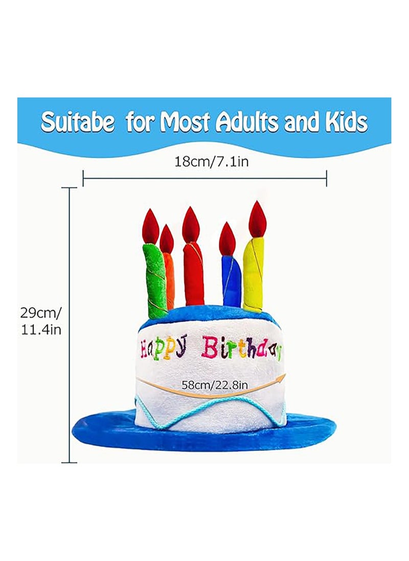 RATSAW Plush Happy Birthday Cake Hat Unisex Adult Size Fancy Dress Party Hats Perfect as Party Favors Costume Accessories Cake and 5 Multicolor Candles  - Image 4