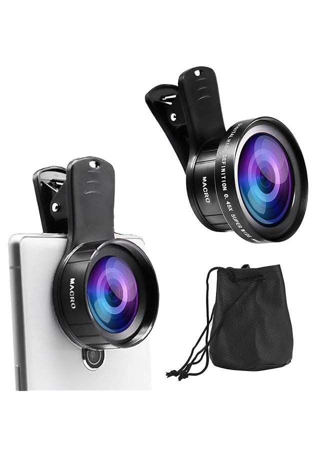 0.45X Ultra Wide Angle Macro Lens For Mobile Phones Slr External Cameras Special Effects Mobile Phone Lenses Mini Cameras Compatible With Most Smartphone Videos Live Performances And Vlo