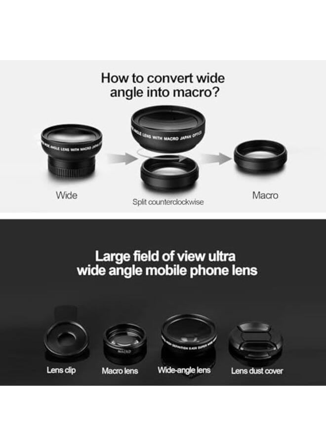 0.45X Ultra Wide Angle Macro Lens For Mobile Phones Slr External Cameras Special Effects Mobile Phone Lenses Mini Cameras Compatible With Most Smartphone Videos Live Performances And Vlo