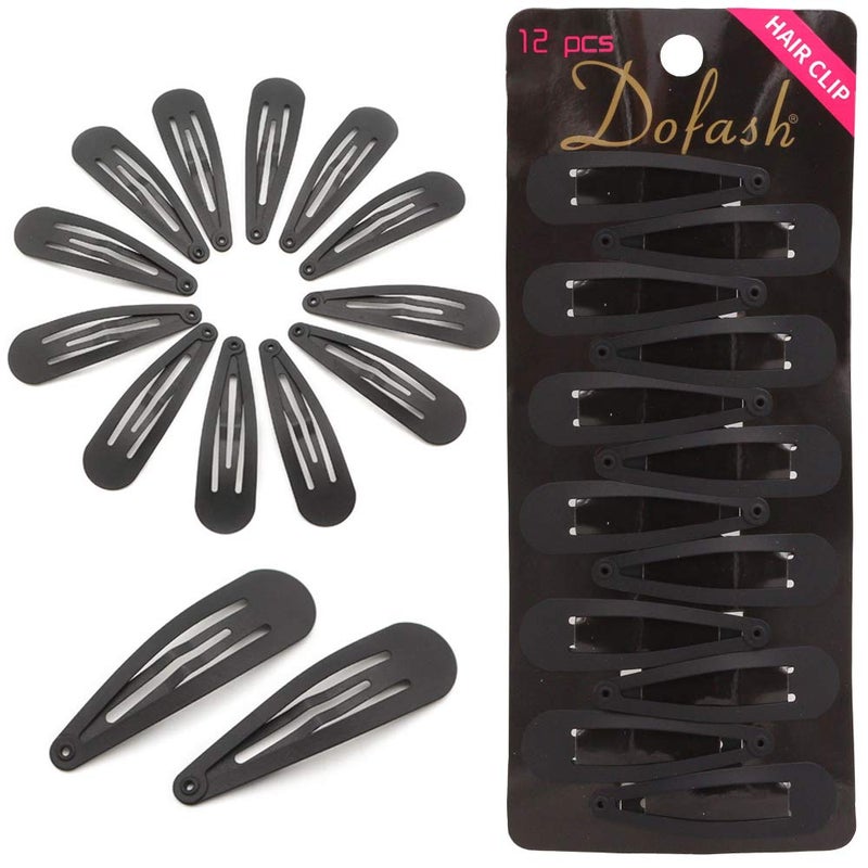 Dofash Matte Finished Snap Hair Clips Metal Grips 5CM2IN Basic Hair Accessories 12PCS Matte finished black