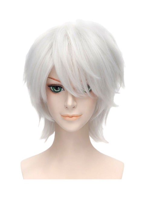 Synthetic Anime Cosplay Wig With Spikes And Cap White 5.6ounce