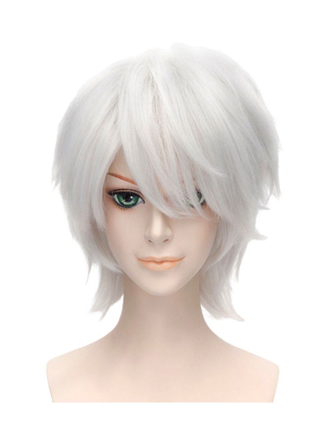 NIBEMINENT - Synthetic Anime Cosplay Wig With Spikes And Cap White 5.6ounce - Image 1