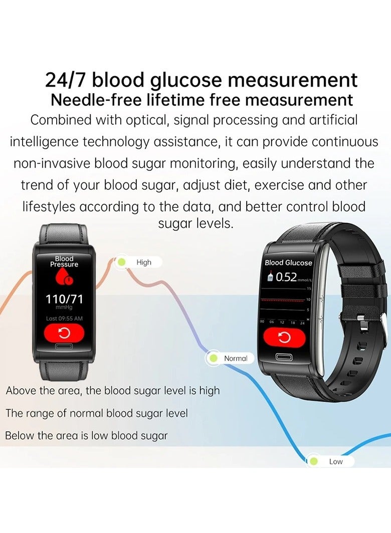 AROAQ E600 Smart Watch , Amoled Display Waterproof Sport Activity Tracker Watch, 1.47" Display Touch Screen Health Tracker Watch With 15 Plus Sports Mode, (Black silicone + black Milan steel) - Image 2