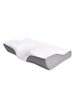 TYCOM Tycom Memory Foam Pillow Ergonomic Cervical Support Pillow for Head Neck and Shoulder Pain Relief Sleeping Orthopedic Pillow for Side, Back, Stomach Sleepers (White & Gray)  - Image 1