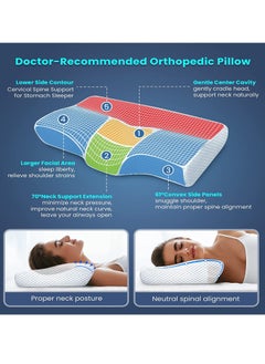 TYCOM Tycom Memory Foam Pillow Ergonomic Cervical Support Pillow for Head Neck and Shoulder Pain Relief Sleeping Orthopedic Pillow for Side, Back, Stomach Sleepers (White & Gray)  - Image 2