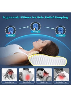 TYCOM Tycom Memory Foam Pillow Ergonomic Cervical Support Pillow for Head Neck and Shoulder Pain Relief Sleeping Orthopedic Pillow for Side, Back, Stomach Sleepers (White & Gray)  - Image 3
