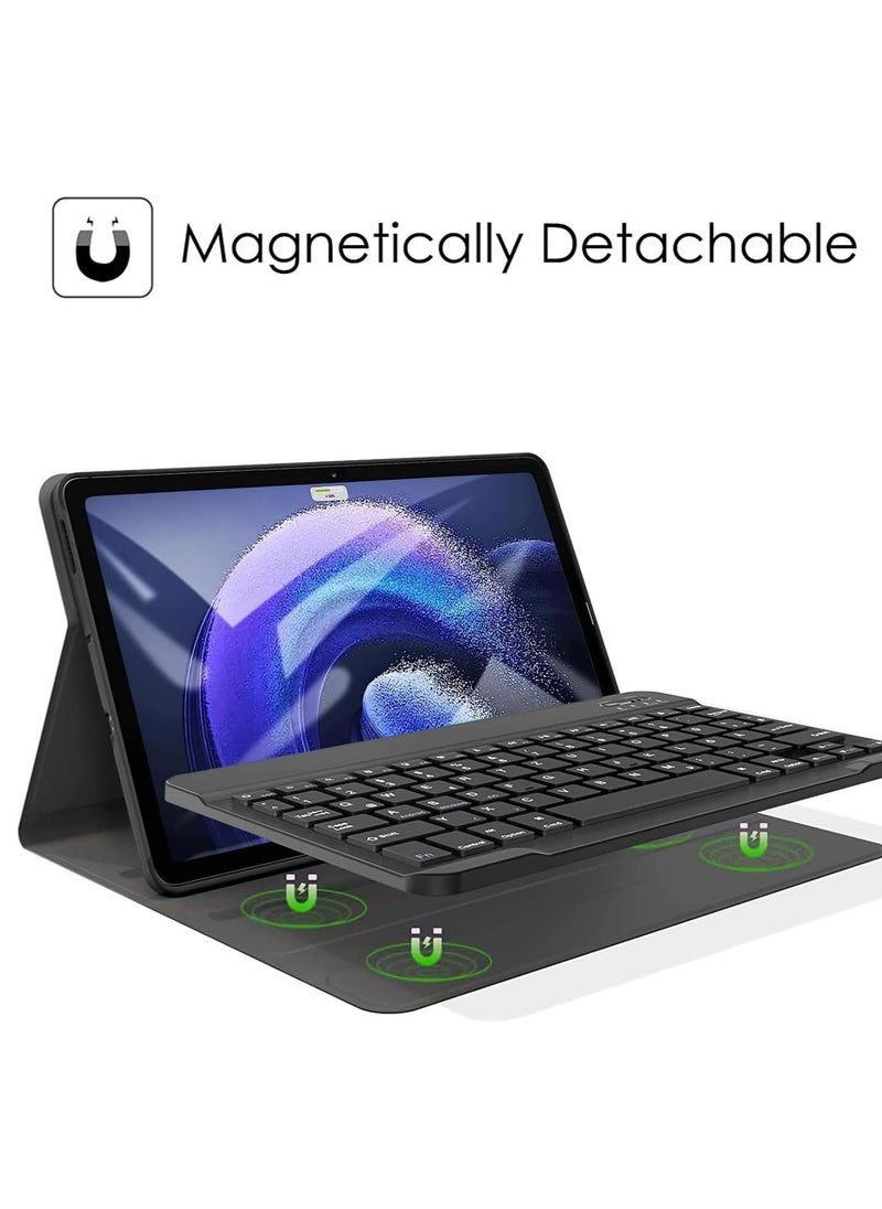 ماركة غير محددة - جراب لوحة المفاتيح لجهاز Xiaomi Pad 6 / Pad 6 Pro 11 بوصة 2023 اللوحي ، غطاء حامل PU رفيع مع لوحة مفاتيح بلوتوث لاسلكية قابلة للفصل مغناطيسيًا - Image 1