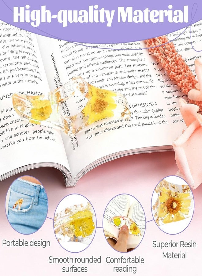 OLLBIT Dried Flower Book Page Holder 2PCS Book Accessories Thumb Book Page Holder Handmade Flower Bookmark for Reading Lovers Gifts for Book Lovers Teachers Students Kids (StyleB 2Pcs) - Image 3