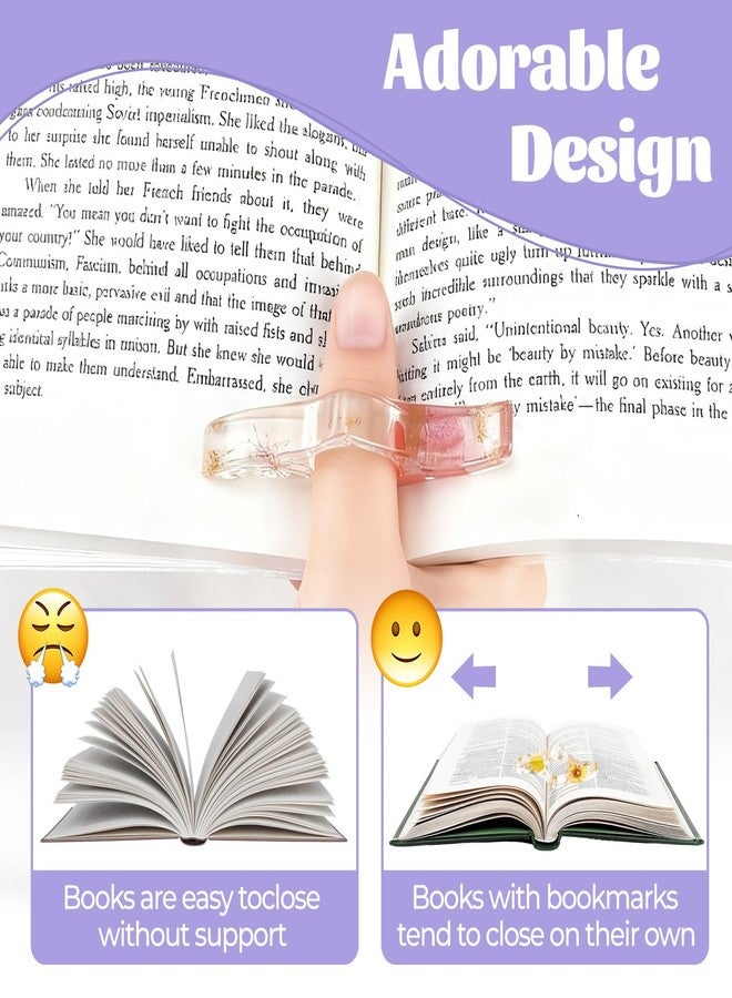 OLLBIT Dried Flower Book Page Holder 2PCS Book Accessories Thumb Book Page Holder Handmade Flower Bookmark for Reading Lovers Gifts for Book Lovers Teachers Students Kids (StyleB 2Pcs) - Image 4