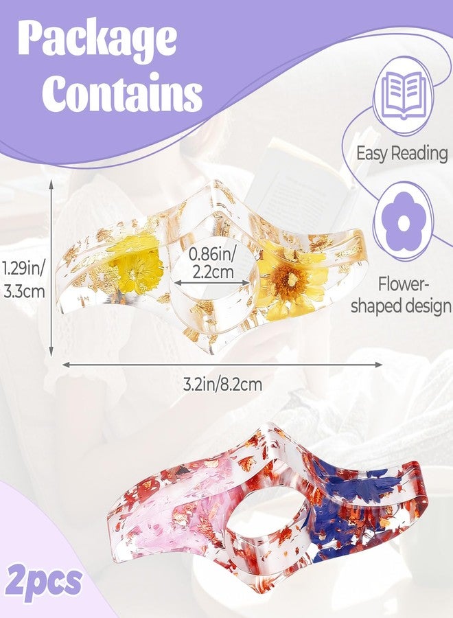 OLLBIT Dried Flower Book Page Holder 2PCS Book Accessories Thumb Book Page Holder Handmade Flower Bookmark for Reading Lovers Gifts for Book Lovers Teachers Students Kids (StyleB 2Pcs) - Image 2