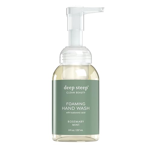 Deep Steep Foaming Hand Wash Rosemary Mint 8 oz  Gentle Cleanser with Aloe Argan Oil Shea Butter  Hyaluronic Acid  Vegan Clean Beauty Soft  Hydrated Hands
