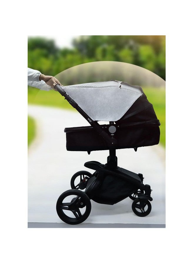 LLUFO Stroller Sun Shade Universal Baby Stroller Cover for Sun Bassinet Blackout Cover (0-6m) Sunshade Visor Wind Cover Blocks Sun's Rays - Gray - Image 4