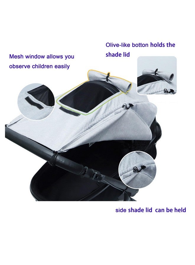 LLUFO Stroller Sun Shade Universal Baby Stroller Cover for Sun Bassinet Blackout Cover (0-6m) Sunshade Visor Wind Cover Blocks Sun's Rays - Gray - Image 3