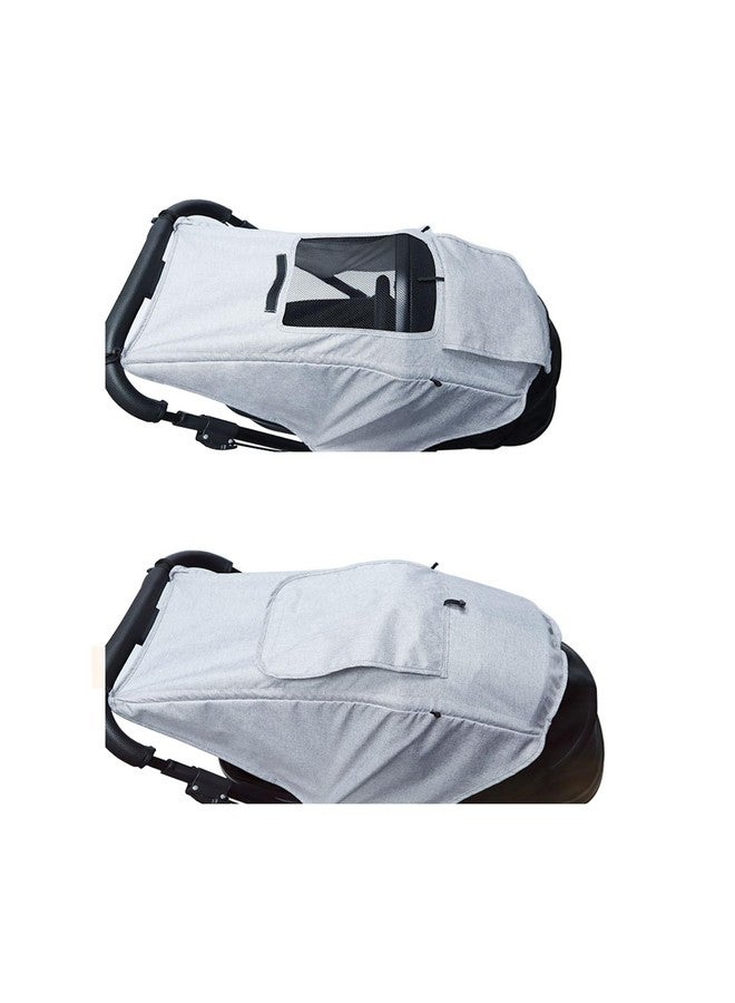 LLUFO Stroller Sun Shade Universal Baby Stroller Cover for Sun Bassinet Blackout Cover (0-6m) Sunshade Visor Wind Cover Blocks Sun's Rays - Gray - Image 2