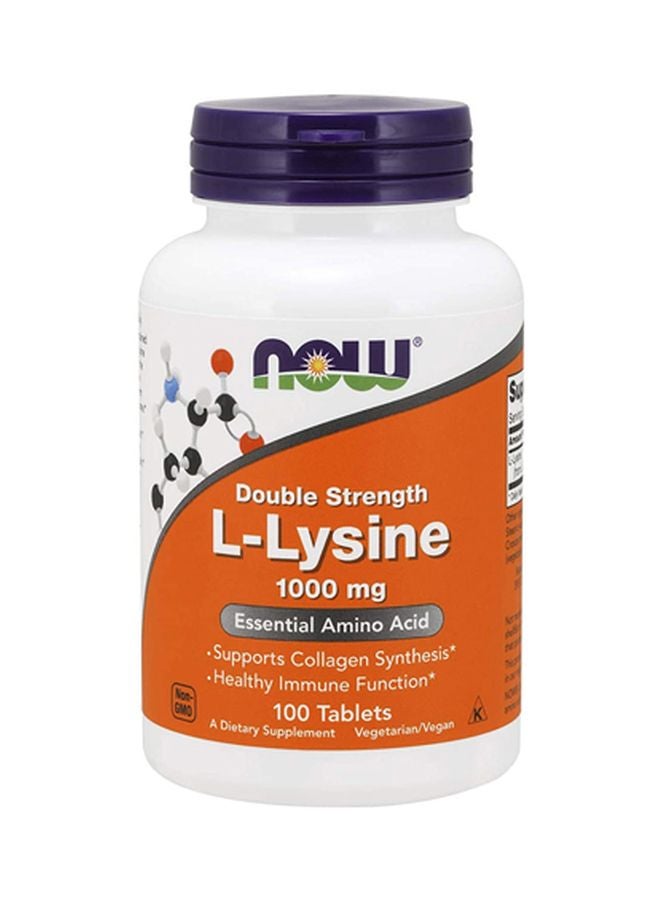 Now Foods L-Lysine 1,000 mg Essential Amino Acid Dietary Supplement - 100 Tablets - Image 1