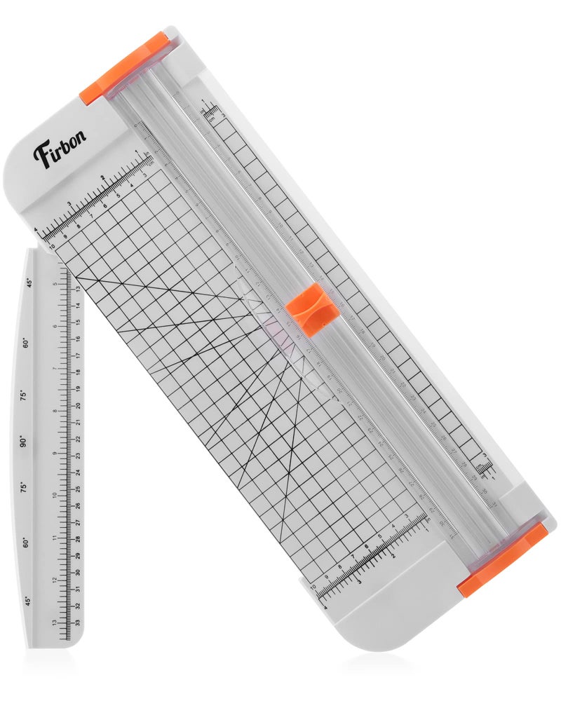 Firbon A4 Paper Cutter 12 Inch Titanium Paper Trimmer Scrapbooking Tool with Side Ruler for Craft Paper, Coupon, Label, Cardstock (White) - Image 1