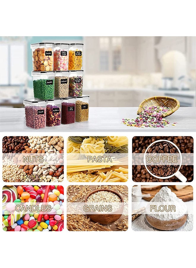 مجموعة حاويات تخزين الطعام محكمة الغلق، 16 حاوية حبوب بلاستيكية شفافة خالية من مادة Bpa وبرطمانات مناديل مخزن المطبخ مع أغطية سهلة القفل لخبز حبوب السكر البودرة