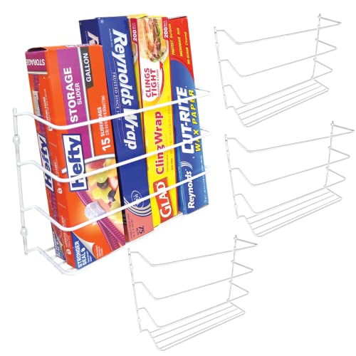Evelots Kitchen Wrap Organizer - 4 Pack - Hold up to 4 Plastic, Foil, Paper, Wax - Cabinet Door, Wall Rack Basket - Sandwich, Freezer, Food Bag Storage - Laundry Supplies - Plastic Coated Metal - Image 1