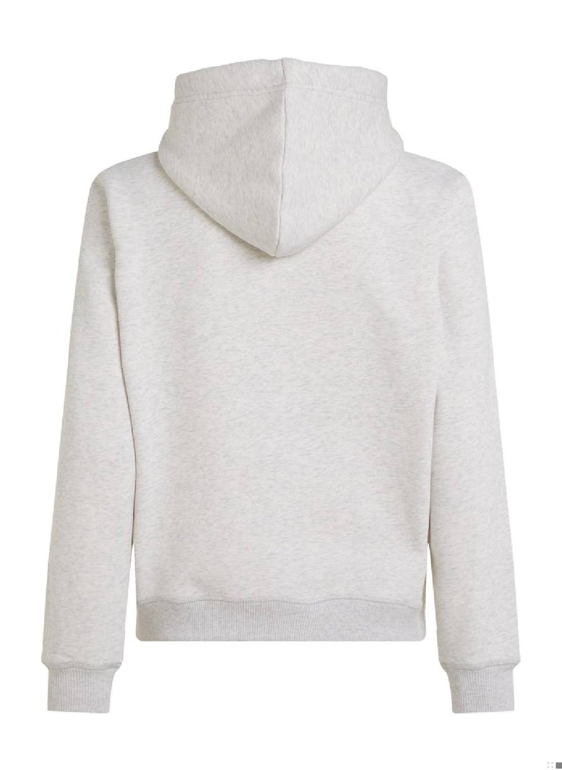 Calvin Klein Jeans Women's  Monologo Regular Pullover Hoodie , Grey - Cotton Blend  - Image 2
