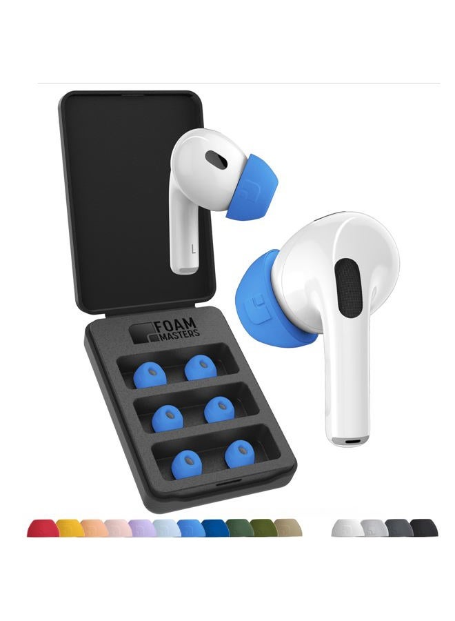 AutoLine Pro Foam Masters Ultra Premium Memory Foam Earplugs for AirPods Pro 1st & 2nd Generation, 3 Pairs, Ver 6.0, Safe, Comfort, Better Noise Cancellation, Replacement Buds, Supercar Blue - Image 1