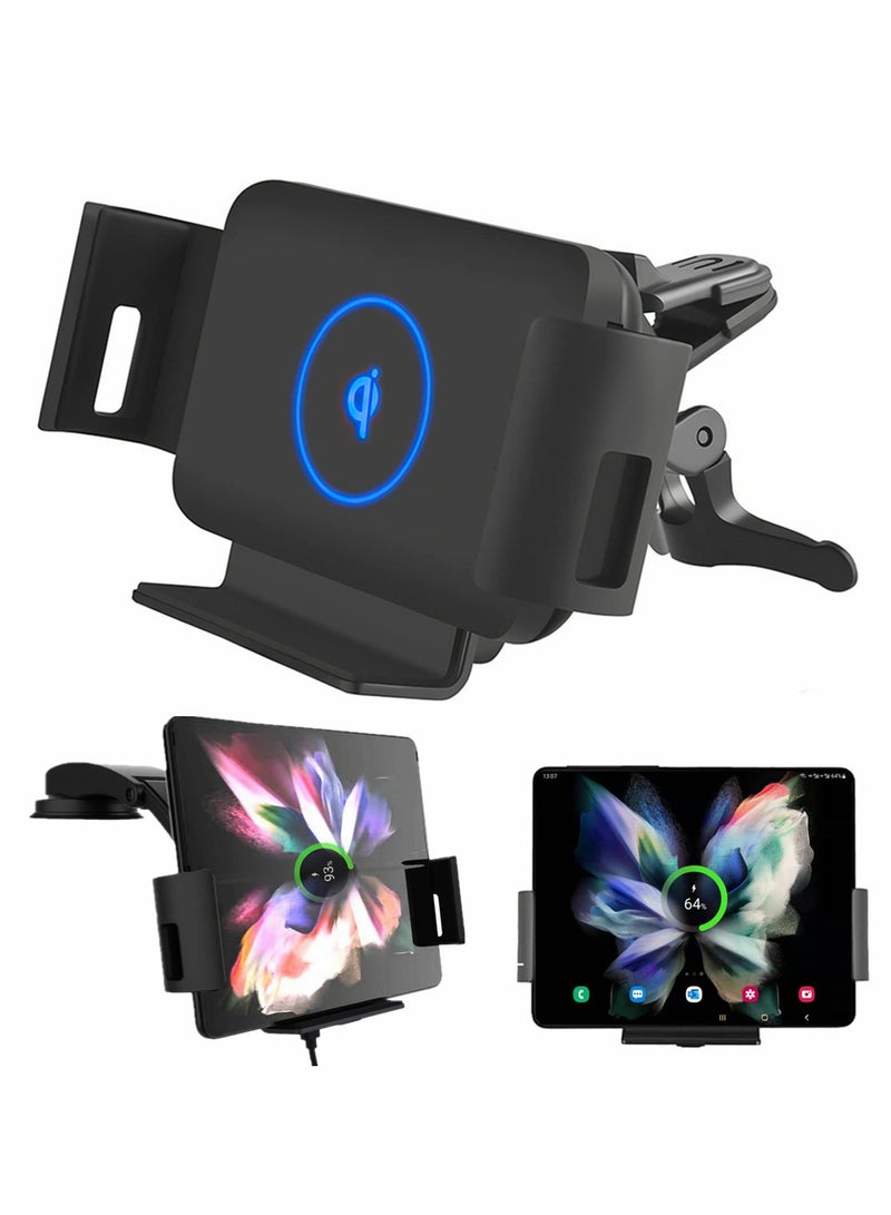 15W Qi Wireless Car Charger Mount - Fast Charging for Galaxy Z Fold3, S22 Ultra, iPhone 13 Pro & More - Image 1