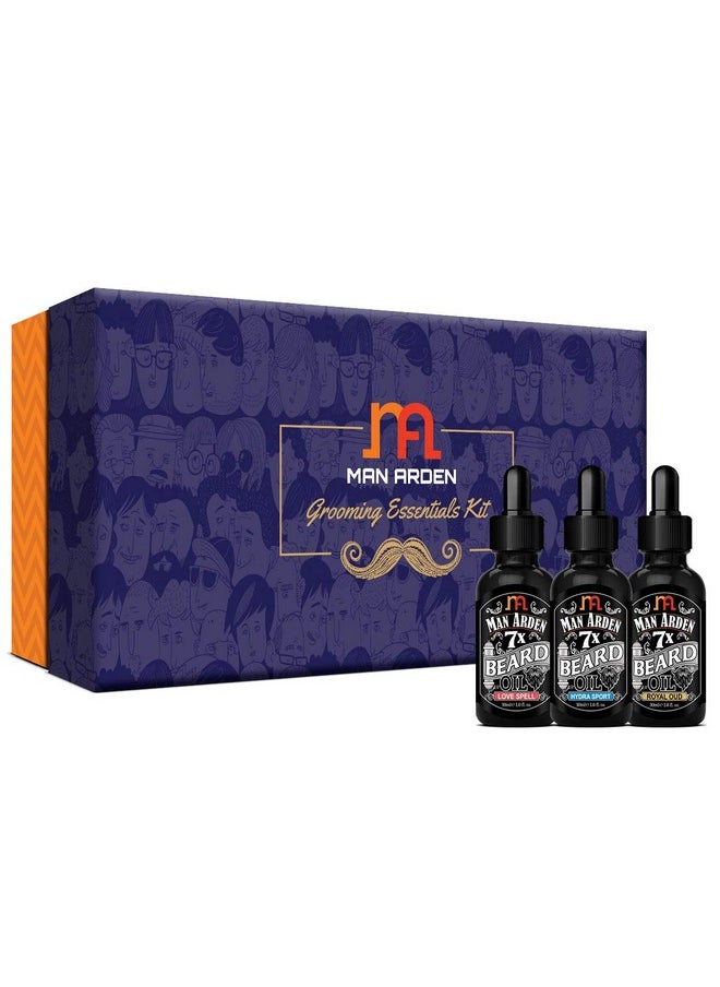 Man Arden 7X Beard Oil Gift Box - Royal Oud + Hydra Sport + Love Spell Beard Oils Set, 30Ml Each  - Image 5