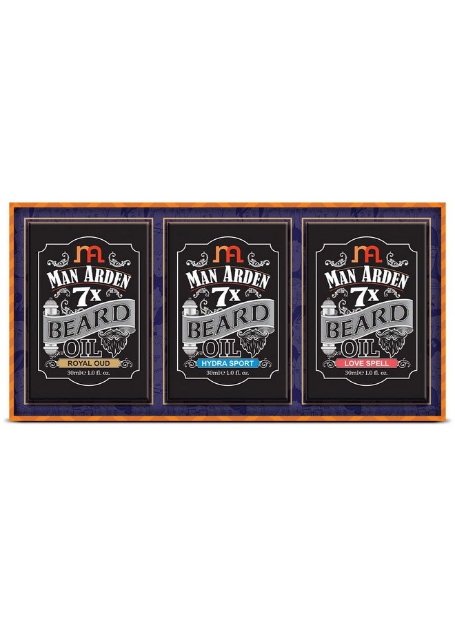 Man Arden 7X Beard Oil Gift Box - Royal Oud + Hydra Sport + Love Spell Beard Oils Set, 30Ml Each  - Image 4