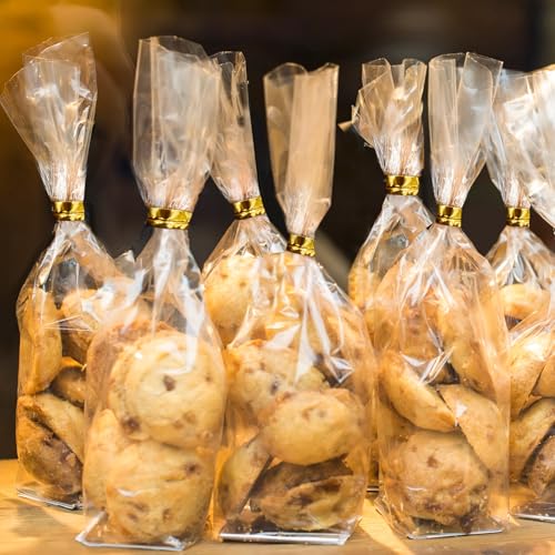 Shappy 200 Pieces Cellophane Treat Bags 4x6 inches Ice Lolly Bags Set 100 Pcs Clear Treat Bag with 100 Pcs Twist Ties Cake Plastic Bag for DIY Making Dessert Supplies Chocolate Cookie Wrapping - Image 4
