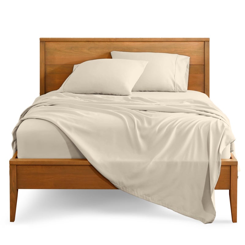 Bare Home Queen Sheet Set  Luxury 1800 UltraSoft Microfiber Bed Sheets  Double Brushed  Deep Pockets  Easy Fit  4 Piece Set  Bedding Sheets  Pillowcases Queen Sand