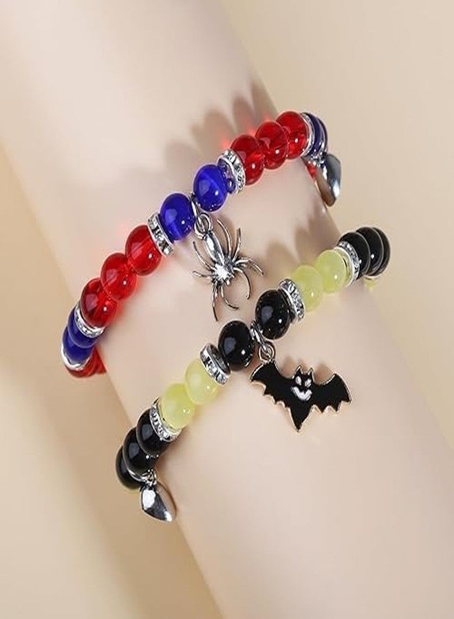 SUPER SOFTENER Spiderman bracelet for couples Matching for Couples Friendship Magnetic Opal Heart Matching for Women, Girls, Sisters, Kids Gifts (3D Spider & Bat Bracelet) - Image 4