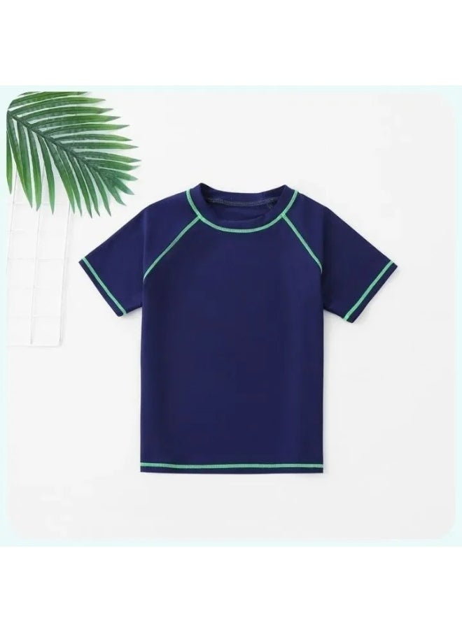Generic - UPF50 Children's Swimsuit Boys Sunscreen Student Swimsuit Split Quick-drying One-piece Top Solid Color Simple Swimsuit-Color:F001-White Long Sleeve- - Image 1