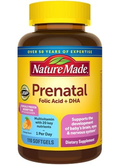Nature Made Prenatal With Folic Acid + Dha, Dietary Supplement For Daily Nutritional Support, 110 Softgels, 110 Day Supply  - Image 1