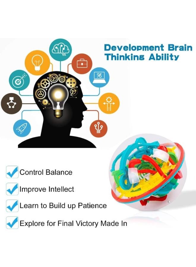 كرة المتاهة للأطفال لعبة تعليمية ثلاثية الأبعاد مكعب روبيك ثلاثي الأبعاد كرة دوارة التفكير المنطقي التركيز التدريب التوازن الكرة - Image 3